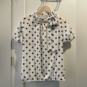 Sweet Pea White Blouse with Black Polka Dots